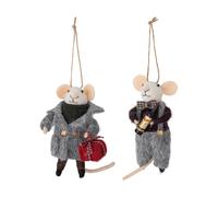 Bloomingville Adorno navideño Peo lana 2 piezas Gris-negro. 11 cm