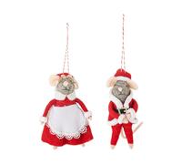 Bloomingville Adorno navideño Peo lana 2 piezas Rojo