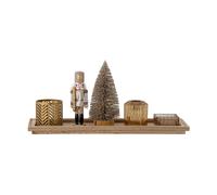 Bloomingville Bandeja con candelabro navideño Sanga 6 piezas Marrón