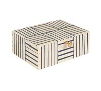Bloomingville Caja de almacenamiento de resina a rayas azules y blancas