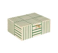 Bloomingville Caja de almacenamiento de resina a rayas verdes y blancas