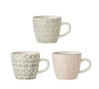 Bloomingville Cecile - Juego de 3 Tazas pequeas (cermica, 7,5 cm), Color Rosa y Gris