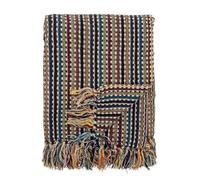 Bloomingville Colcha de alta calidad 160 x 130 cm - Manta versátil de algodón reciclado, ideal como manta de sofá, suave y fácil de limpiar (multicolor)