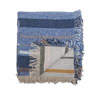 Bloomingville Colcha de alta calidad de 160 x 130 cm - Manta versátil de algodón reciclado, ideal como manta para sofá o cama y jardín, suave, fácil de limpiar (azul)