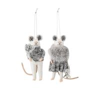 Bloomingville Colgantes de Navidad Peo 2 unidades Blanco-gris