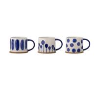 Bloomingville Creative Collection Linora - Juego de 3 tazas (cerámica, 11 x 8,5 cm, 450 ml), color azul