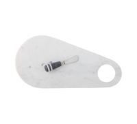 Bloomingville Cuchillo de queso con tabla de cortar Abrielle 20x42 cm mámol blanco-acero inoxidable