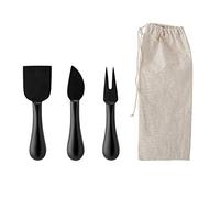 Bloomingville Evalda Juego de 3 Cubiertos para Queso, Acero Inoxidable, Negro