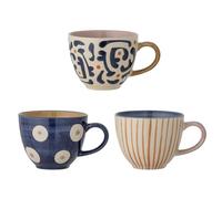 Bloomingville Eviaya - Juego de 3 tazas (cerámica, 9,5 x 7 cm, 290 ml), color azul