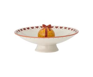 Bloomingville Fuente con pie Jolly Ø24 cm Blanco-rojo