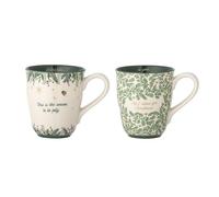 Bloomingville Grazia - Juego de 2 tazas de cerámica (300 ml, 9 x 10 cm), color verde