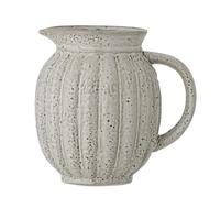 Bloomingville Indrid 82057553 - Jarra de cerámica (2000 ml, 20,5 cm de diámetro, 19,5 cm de altura, diseño clásico, con relieve atemporal, apta para lavavajillas y microondas, 2000 ml)