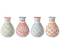 BLOOMINGVILLE Jarrones con Motivo Emma - de Colores ø 6,5 H 11 cm, Azul Rojo Naranja Verde, Cerámica, Juego de 4