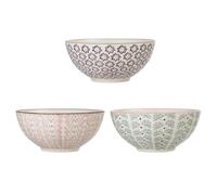 Bloomingville Juego de 3 cuencos Maya, color rosa, verde y lila, cerámica, diámetro de 16,5 x altura de 7,5 cm, juego de 3