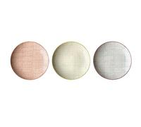 Bloomingville Juego de 3 Platos Carla, Rojo, Verde y Azul, cerámica, 20 cm