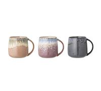 Bloomingville Juego de 3 tazas de cerámica, color gris, azul, rosa y marrón