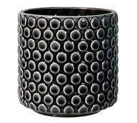 BLOOMINGVILLE Maceta Dot - Macetero Decorativo Redondo para Flores e Plantas para Interiores S (12,5 cm ø), Negro, Cerámica