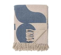 Bloomingville Manta Agno Natural Azul Estampado 160x130 CM Manta de Lana Plaid