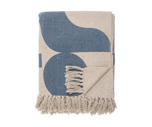 Bloomingville Manta de algodón Agno 130x160 cm Beige-azul