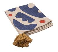 Bloomingville Manta Tejida de Mezcla de algodón con diseño Abstracto, Rayas y borlas, Multicolor