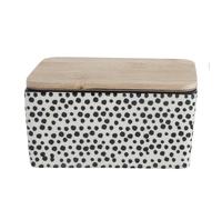 Bloomingville Poppy Mantequera 2 Set, Gres Bambú, Amarillo/Negro, 13 x 7 x 9 cm (L/H/B)