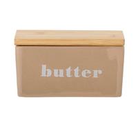 Bloomingville Mantequera Hanyu Braun Con Cubierta de Madera Bambú Lata con Tapa