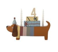 Bloomingville Mini Charlie Decoración de Cumpleaños de Madera FSC para Cumpleaños Infantil con Espacio para 2 Velas Tren de Cumpleaños