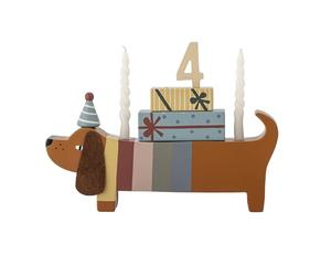 Bloomingville Mini Charlie Decoración de Cumpleaños de Madera FSC para Cumpleaños Infantil con Espacio para 2 Velas Tren de Cumpleaños