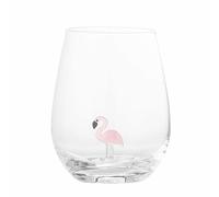 Bloomingville Misa - Vaso de cristal soplado a mano con diseño de flamenco hecho a mano, vaso de agua de alta calidad para una decoración elegante de mesa, único