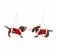 Bloomingville Monty Ornament, Lana, marrón, 11,5 x 12 x 4 x 11,5 x 10 x 4 cm, Juego de 2