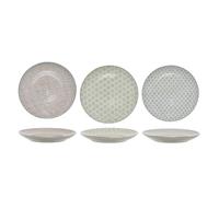 Bloomingville Patrizia - Juego de 3 platos (cerámica, 25 cm), color verde y azul