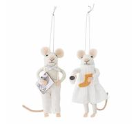 Bloomingville PEO Ornamental, Lana, Blanco, 9 x 13 x 5 cm, Juego de 2