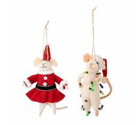 Bloomingville PEO Ornamento, Lana, Blanco, Largo x Alto 13 x Ancho 4,5 x Largo 12 x Alto 10 x Ancho 8 cm, Juego de 2