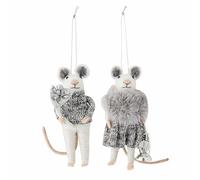 Bloomingville PEO Ornamento, Lana, Gris, L9xH12xW6,5 cm, Set of 2