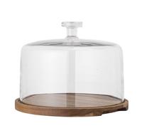 Bloomingville Plato de Torta Nici con Tapa Cristal 29CM Bandeja Acacias Madera