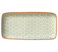 BLOOMINGVILLE Plato para Servir Emma - Fuente para Servir Rectangular de Colores L 31 x H 3 x W 15,5 cm, Verde, Cerámica