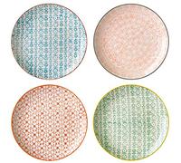 BLOOMINGVILLE Platos con Motivo Carla Express - de Colores ø 20 cm, Azul Naranja Rojo Verde, Cerámica, Juego de 4