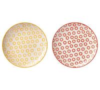 BLOOMINGVILLE Platos con Motivo Isabella - de Colores ø 20 cm, Amarillo Verde, Cerámica, Juego de 2