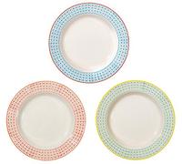 BLOOMINGVILLE Platos de Sopa Carla - Plato soperos de Loza Ø 24 x H 4 cm, Azul Rojo Verde, Cerámica, Juego de 3, Capacidad 400 ml