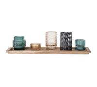 Bloomingville Votiva, marrón, Azul, Gris, Negro, Cristal, Juego de 6
