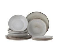 Bloomingville Sandrine - Vajilla de Loza Natural, T:T28,5X/T: T22xH2/B: T22xH5cm, 5, Set de 4x3 Unidades, 450 ml