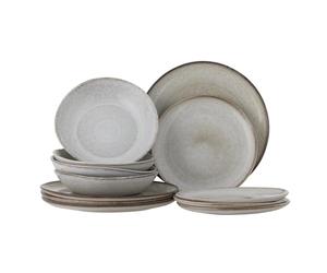 Bloomingville Sandrine - Vajilla de Loza Natural, T:T28,5X/T: T22xH2/B: T22xH5cm, 5, Set de 4x3 Unidades, 450 ml
