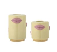 Bloomingville Sassy 82062194 - Juego de 2 candelabros para Velas con Boca de Beso en Color Amarillo (5 x 5 cm/7 x 5 cm)