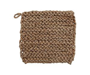 Bloomingville Soporte cuadrado de yute natural de ganchillo, 8 pulgadas cuadradas