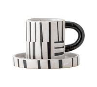 Bloomingville Taza con base Frankie 30 cl Negro-blanco