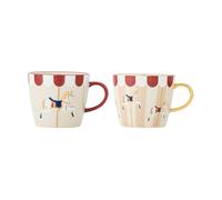 Bloomingville Taza Merry-go-round 30 cl. 2 piezas Rojo-blanco