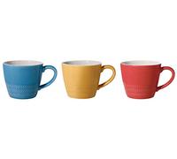 BLOOMINGVILLE Tazas con Asas Hedda - Tazas de café, Tazas de té para la Oficina y el hogar Ø 9,5 x H 8,5 cm, Azul Rojo Amarillo, Cerámica, Juego de 3