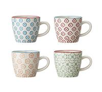 BLOOMINGVILLE Tazas de Café Emma - Tazas para Espreso Doble ø 7,5 x H 7,5 cm, Azul Rojo Naranja Verde, Cerámica, Juego de 4