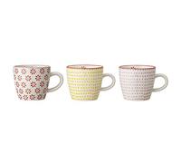 BLOOMINGVILLE Tazas de Café Susie - Tazas para Espreso Doble ø 7,5 x H 7,5 cm, Rojo Amarillo Rosado, Cerámica, Juego de 3