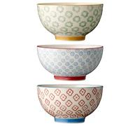BLOOMINGVILLE Tazón de cerreal de Colores Emma - Cuencos de Cereales, para Desayuno, Sopa, Fruta, Ensalada Ø 13,5 cm, Verde Azul Rojo, Cerámica, Juego de 3, Capacidad 420 ml